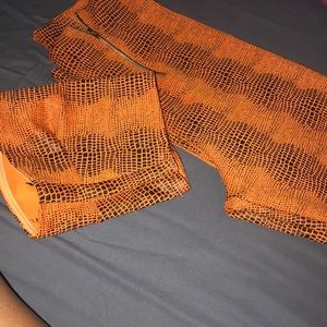 Two piece snake skin burnt orange leggin set